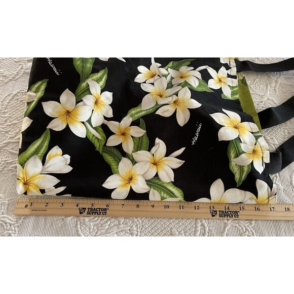 Local Design Hawaii Reversible Tote Flowers Leaves Large Zipper Bag Souvenir USA - Picture 10 of 12